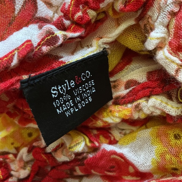 Red & Yellow Floral Lightweight Scarf - Picture 3 of 9